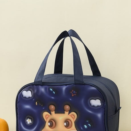 Geanta Frigorifica, Cu Desene Animat 3D, Portabila Pentru Copii, De Pranz, Din Panza Oxford, 27.5X18X20 Cm, Model Cerb, Albastru - vivimall.ro