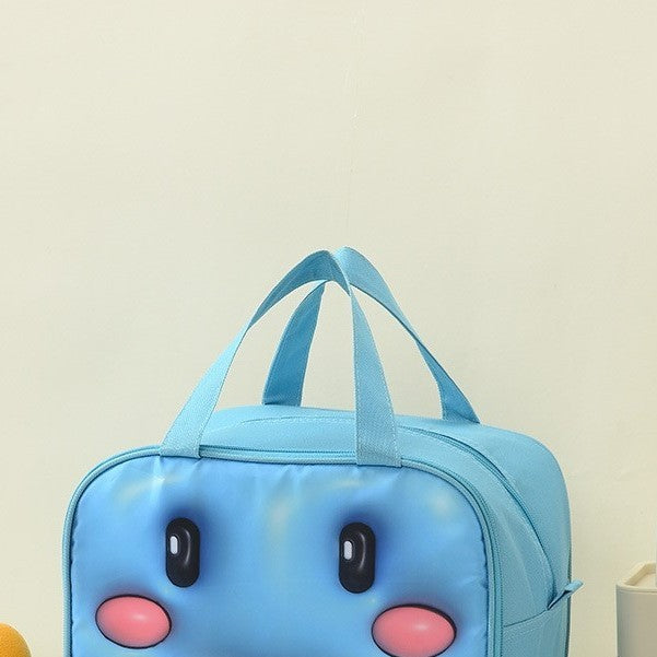 Geanta Frigorifica, Cu Desene Animat 3D, Portabila Pentru Copii, De Pranz, Din Panza Oxford, 27.5X18X20 Cm, Model Balena, Albastru - vivimall.ro