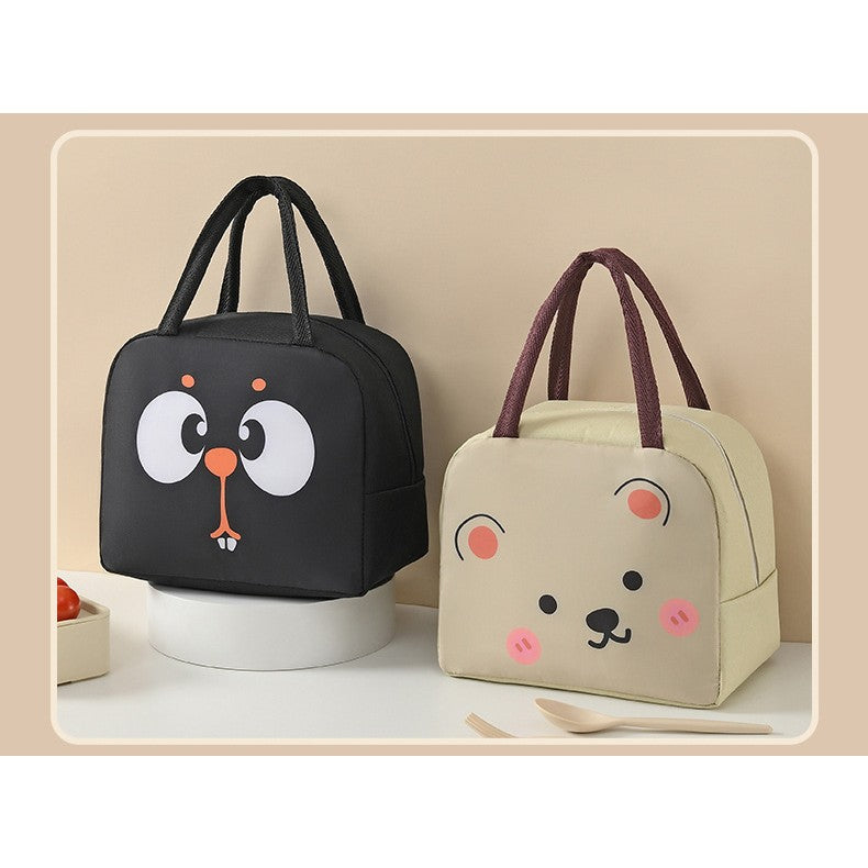 Geantă Frigorifică, Vivimall, cu Desene Animat, Portabilă pentru Copii, de Prânz, din Pânză Oxford, 22x14x19 cm, Model Veverita, Negru - vivimall.ro