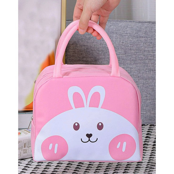 Geanta Frigorifica, Cu Desene Animat, Portabila Pentru Copii, De Pranz, Din Panza Oxford, 22X14X19 Cm, Model Iepuras, Roz - vivimall.ro