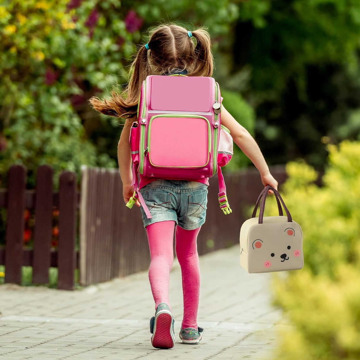 Geantă Frigorifică, Vivimall, cu Desene Animat, Portabilă pentru Copii, de Prânz, din Pânză Oxford, 22x14x19 cm, Model Ursulet, Bej - vivimall.ro