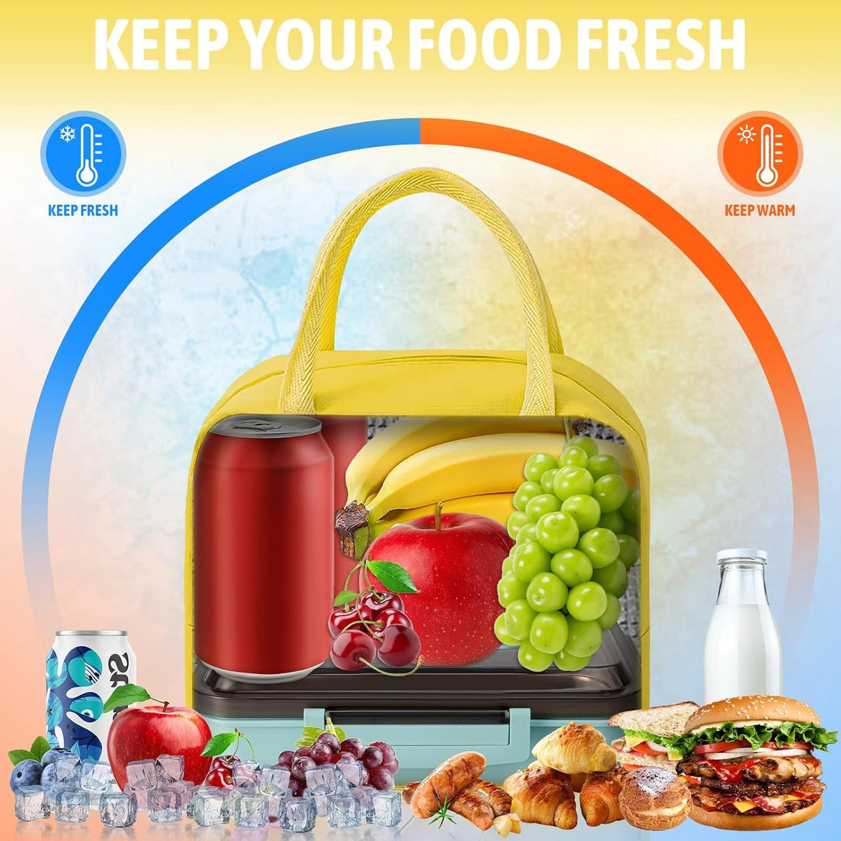 Geanta Frigorifica, Cu Desene Animate 3D, Portabila Pentru Copii, De Pranz, Din Panza Oxford, 23X13X19 Cm, Model Ursulet, Galben - vivimall.ro