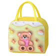 Geanta Frigorifica, Cu Desene Animate 3D, Portabila Pentru Copii, De Pranz, Din Panza Oxford, 23X13X19 Cm, Model Ursulet, Galben - vivimall.ro