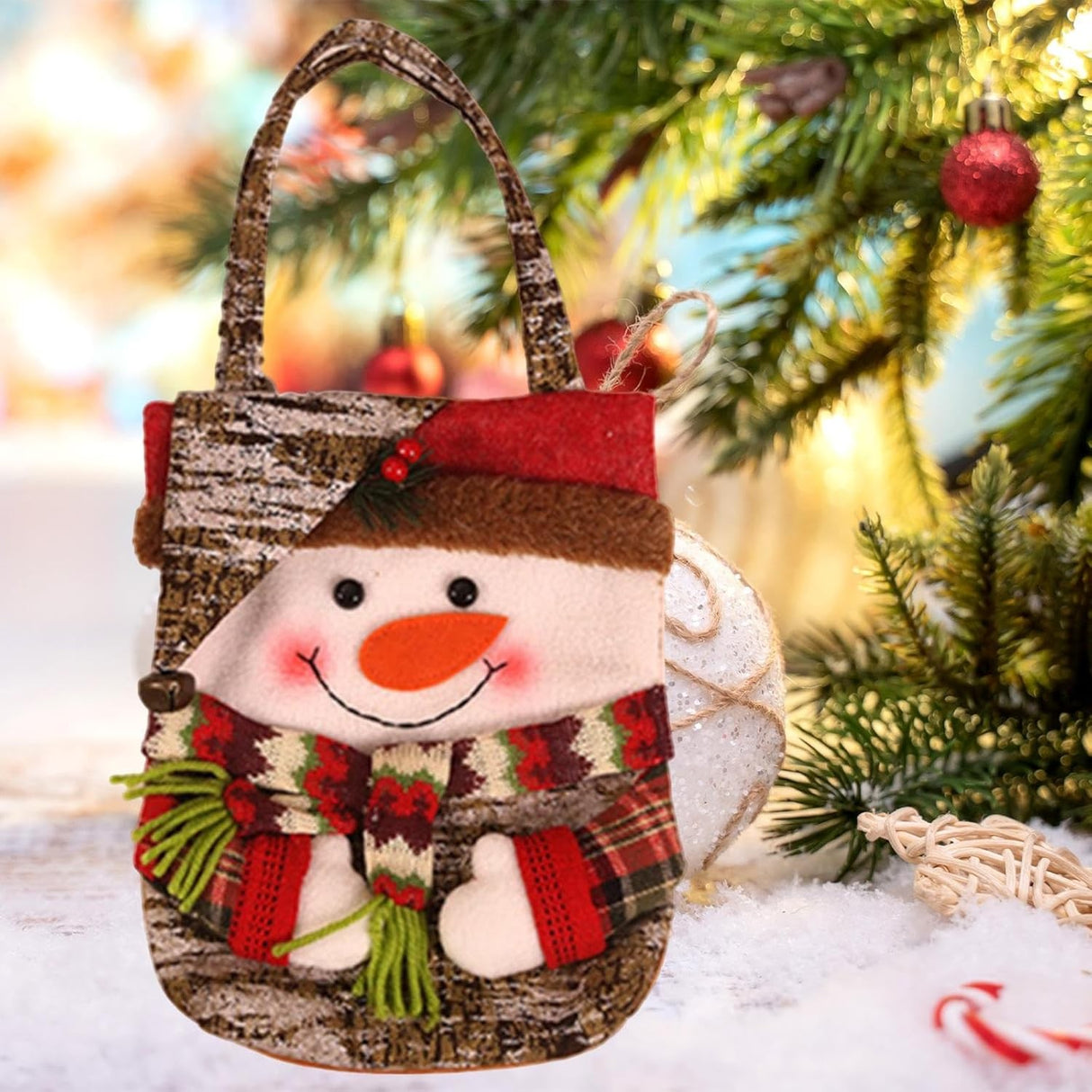 Geanta pentru Cadouri de Craciun, Flippy, Model Om de Zapada, Decoratiune Sarbatori, 46x23x2 cm, Multicolor