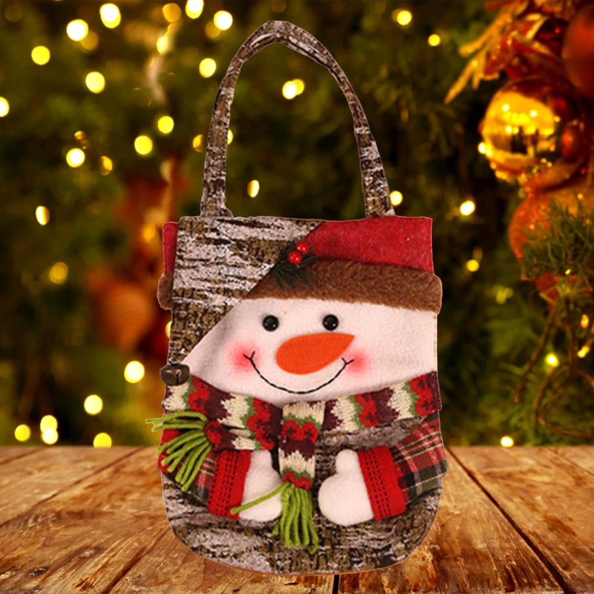 Geanta pentru Cadouri de Craciun, Flippy, Model Om de Zapada, Decoratiune Sarbatori, 46x23x2 cm, Multicolor