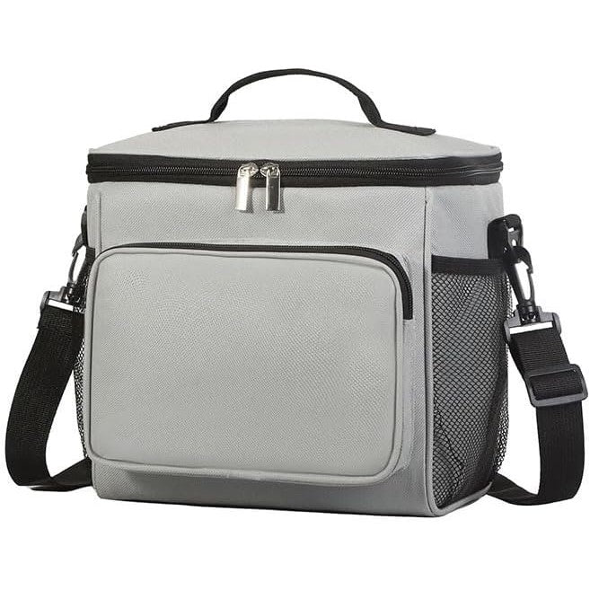 Geanta pentru Pranz, Vivimall, Multifunctionala, Compartimentata, 2 Tipuri de Manere, Impermeabila, 26x24x17 cm, Gri - vivimall.ro