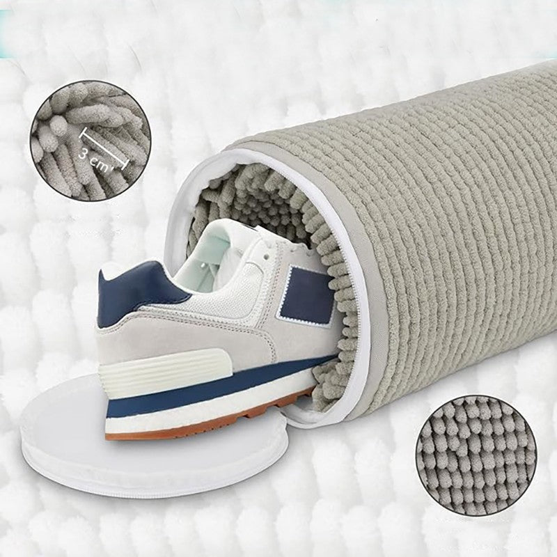 Geanta pentru Spalare Incaltaminte, Vivimall, pentru Masina de Spalat, cu Fibre Pufoase in Interior, cu Fermoar, Curatare 360 de Grade, 39x19 cm, Gri deschis - vivimall.ro