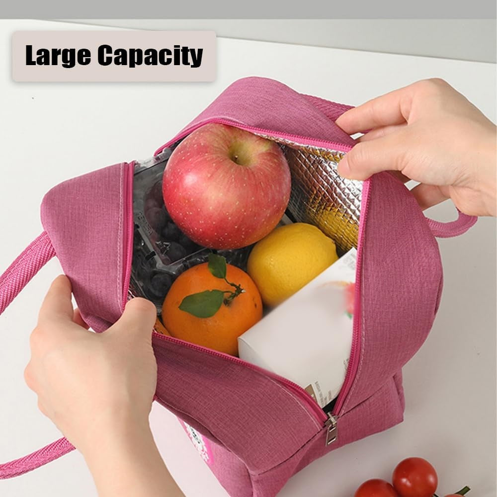 Geanta Termica pentru Pranz, Flippy, Multifunctionala, Compartimentata, Impermeabila, cu Manere, Buzunar Exterior, 22x14x19 cm, Roz