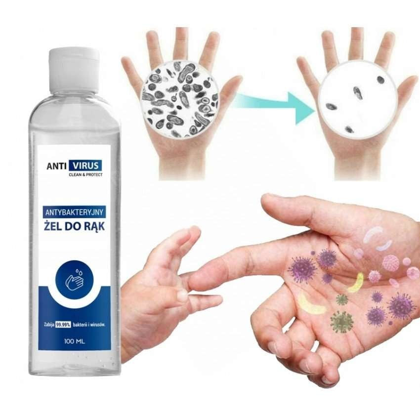 Gel antibacterian pentru maini Anti Virus, 80% Ethanol, 100 ml - vivimall.ro