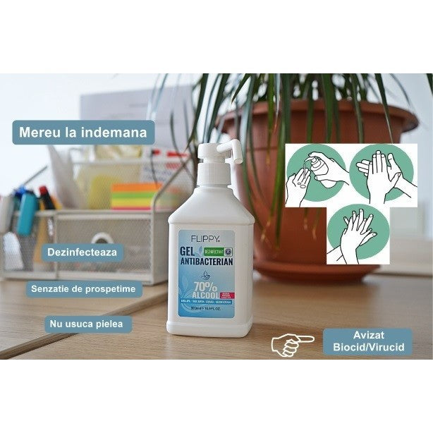 Gel dezinfectant pentru maini cu 70 % alcool Vivimall cu efect antibacterian si virucid, 500 ml - vivimall.ro