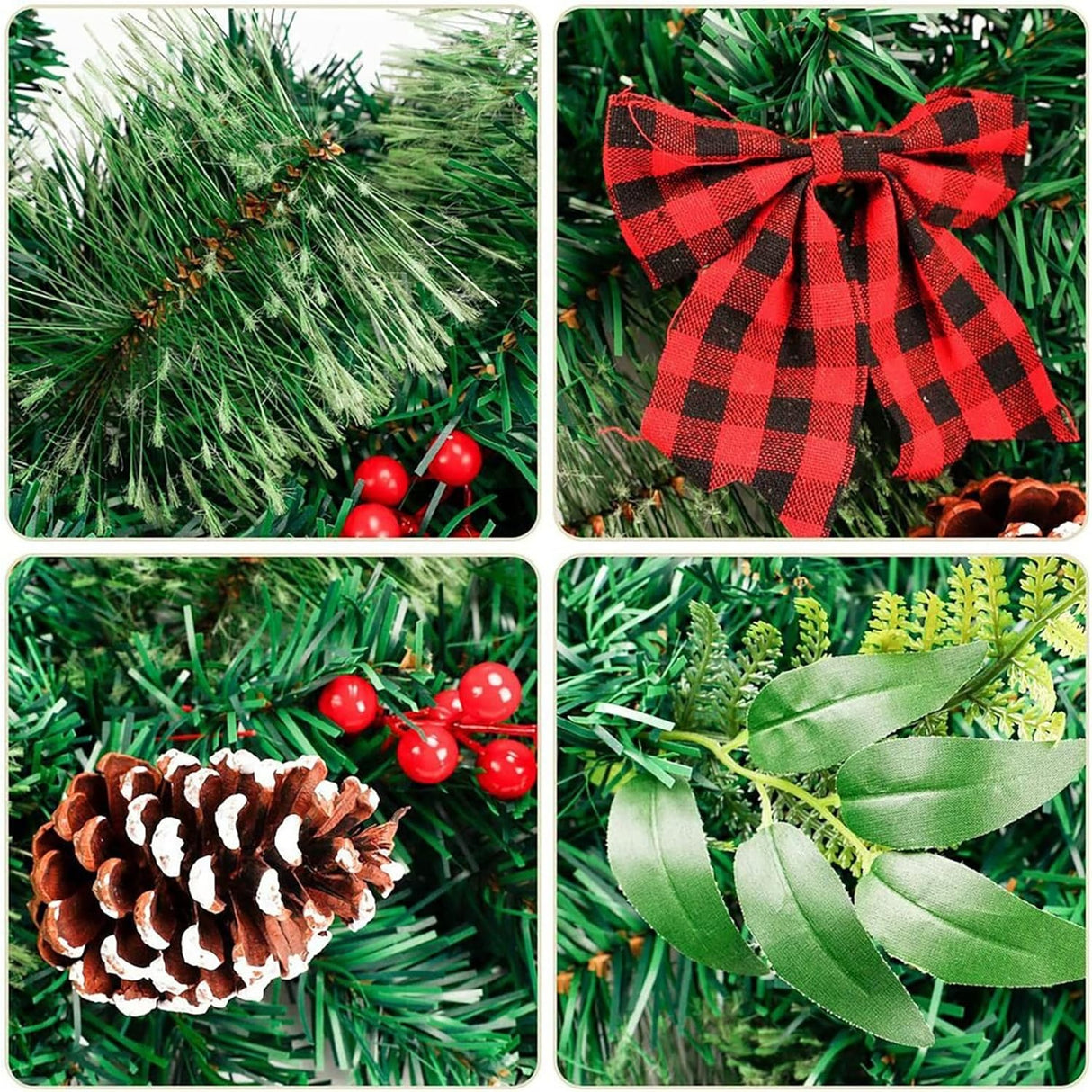 Ghirlanda decorativa Craciun cu funde rosii si conuri de brad, Flippy, 2,70 m, Verde