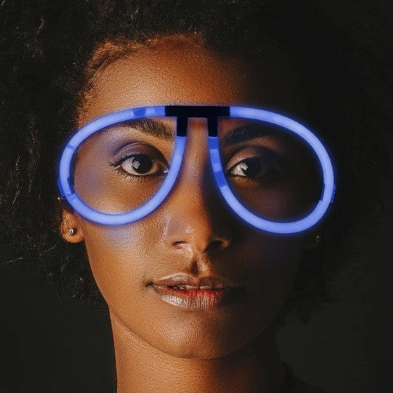 Ochelari Decorativi, Vivimall, din Plastic, Fluorescenti, Accesoriu Petrecere, Albastru - vivimall.ro