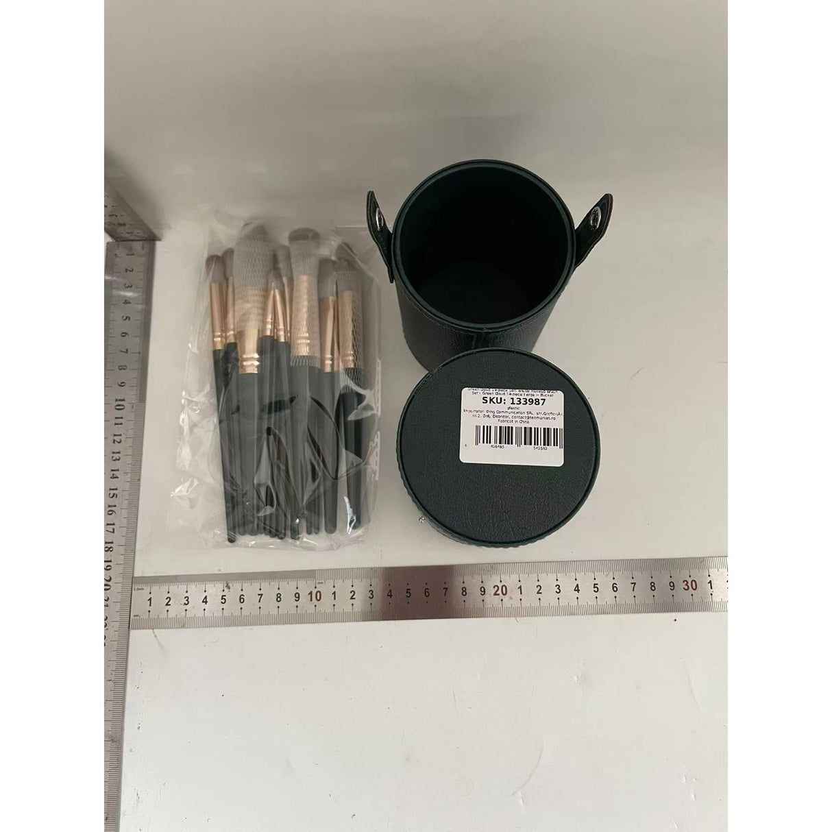 Set 14 Pensule de Machiaj cu Peri Moi, Vivimall, cu Suport pentru Depozitare, Verzi - vivimall.ro