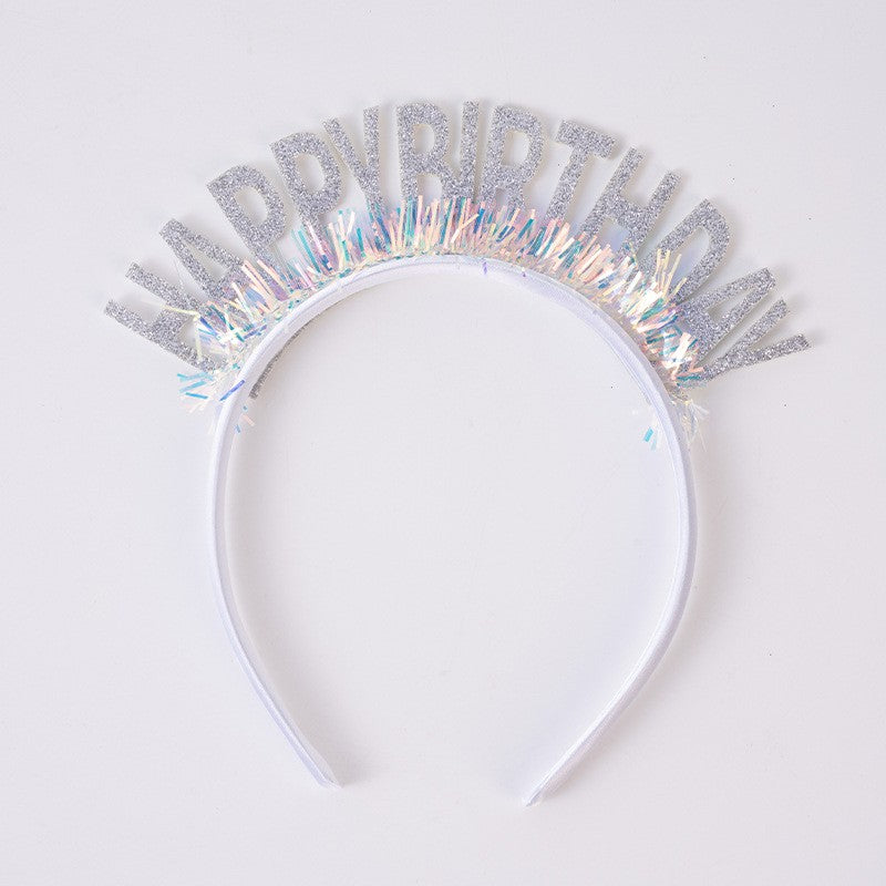 Coronita Decorativa pentru Petreceri, Vivimall, Tema Aniversare, Model Happy Birthday, Marime Universala, Argintiu - vivimall.ro