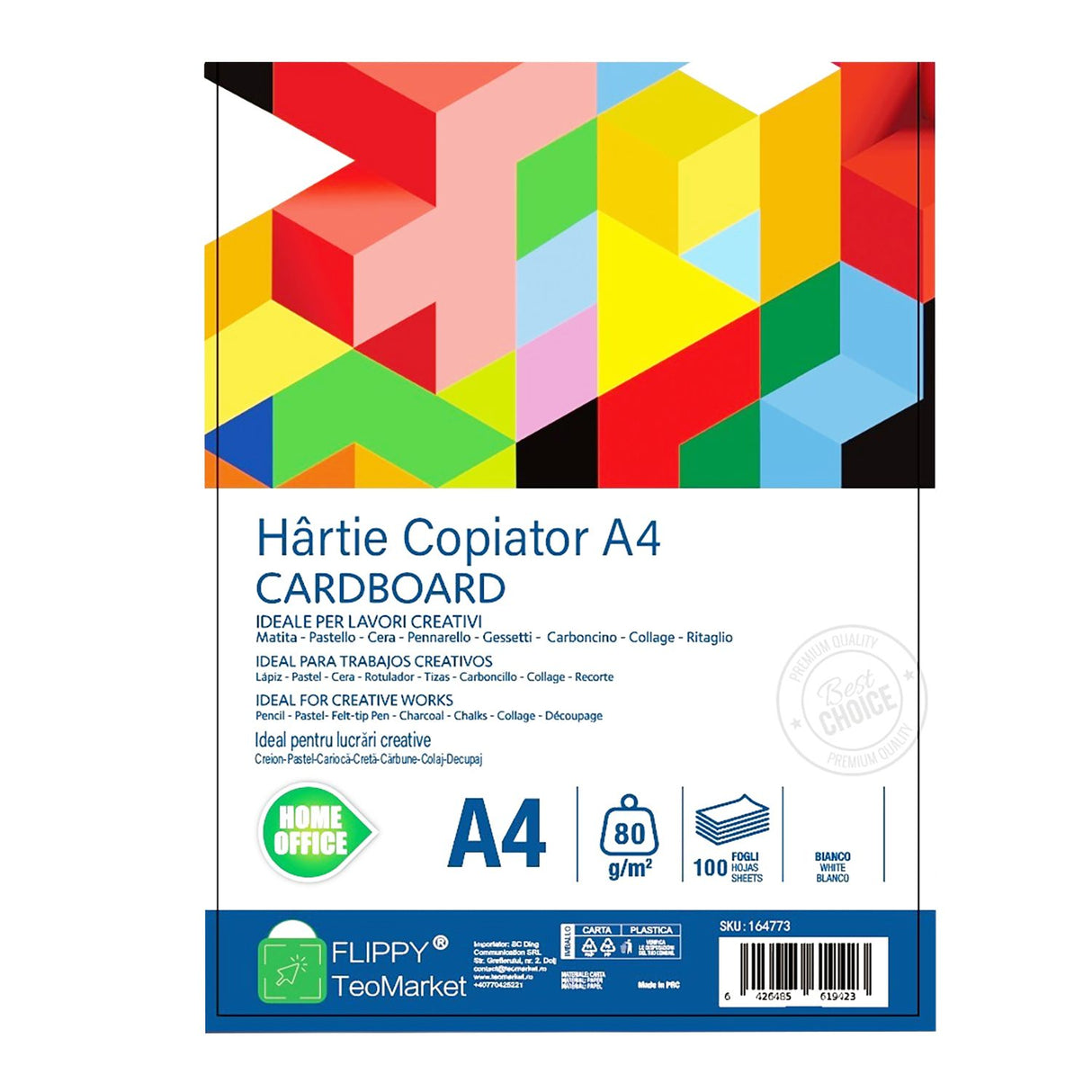 Hartie Copiator A4 Mutual Trust Cardboard, Flippy, 80 g/mp, 100 coli/top, 210 x 297 mm, Hartie Multifunctionala pentru Printare, Copiere si Proiecte Creative - vivimall.ro