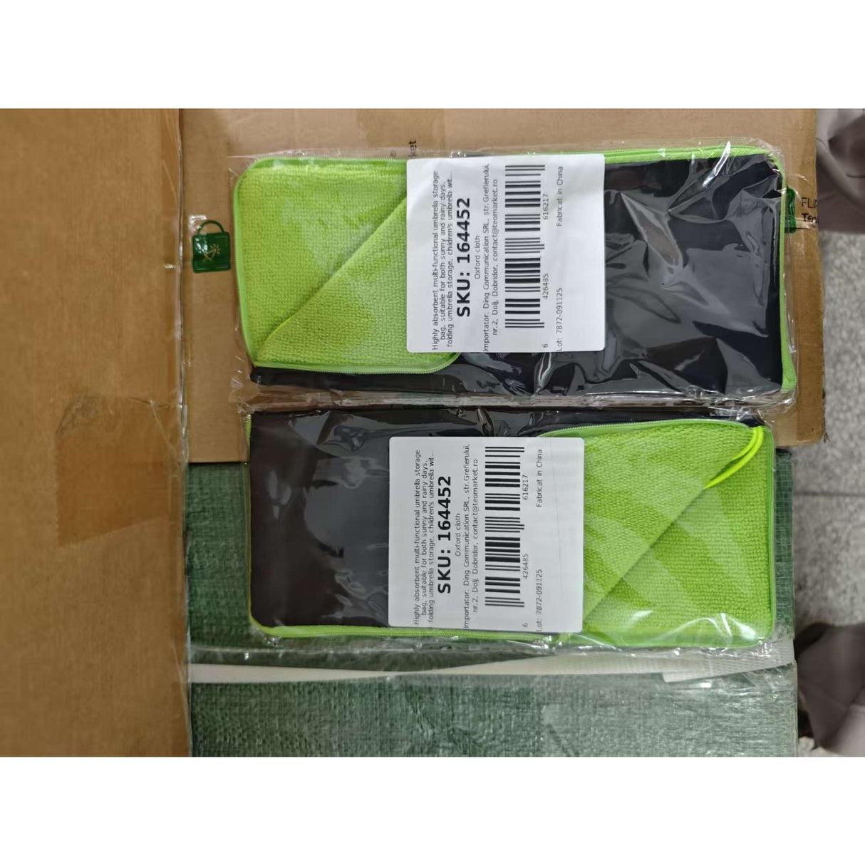 Husa de depozitare impermeabila pentru Umbrela, Vivimall, Negru/Verde - vivimall.ro