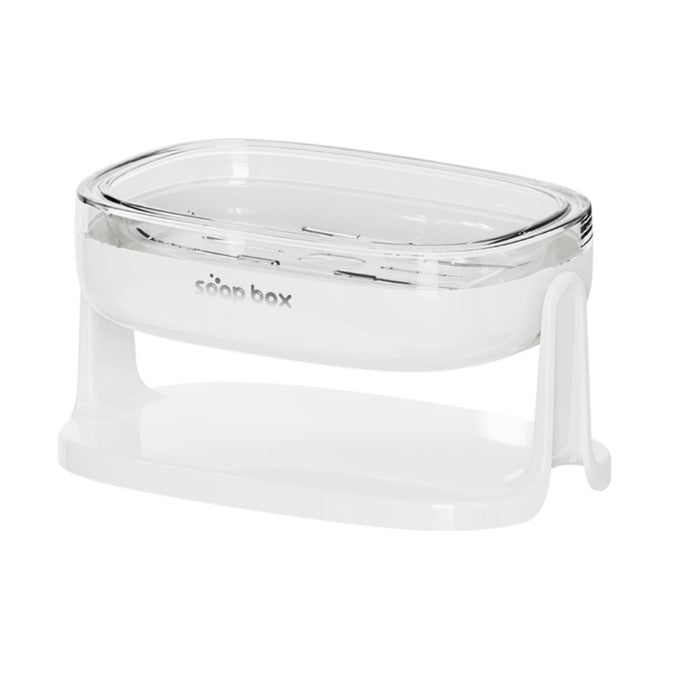 Savoniera cu Suport 2 in 1, Vivimall, Pentru Perete sau Blat, PET, Scurgere Optima, Alb - vivimall.ro