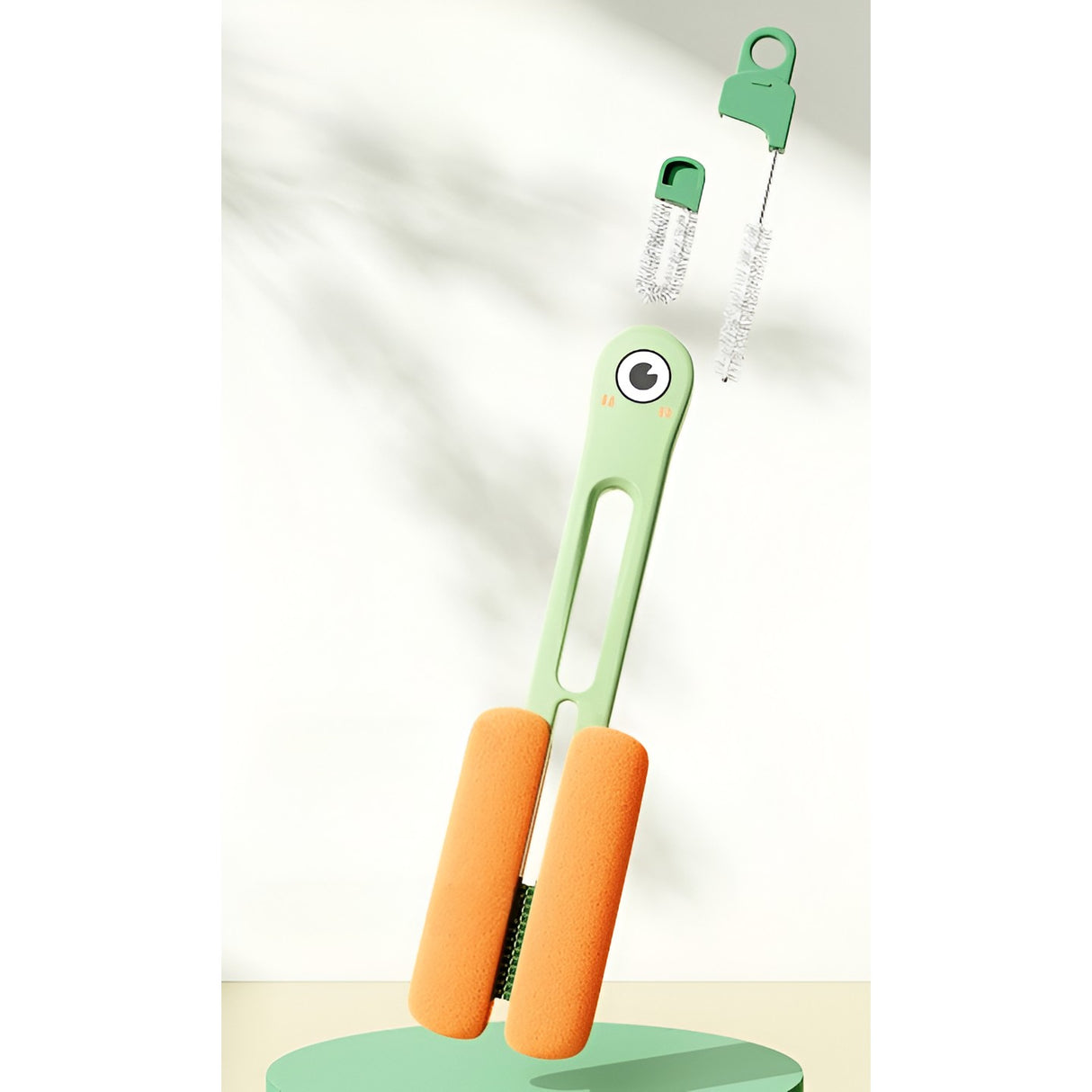 Perie de Curatat Pahare, Cani, Sticle, Vivimall, cu Maner Lung si Burete, Accesorii pentru Spalarea Paielor si Capacelor, usor de Agatat, 27.5x11.4x6cm, Verde - vivimall.ro