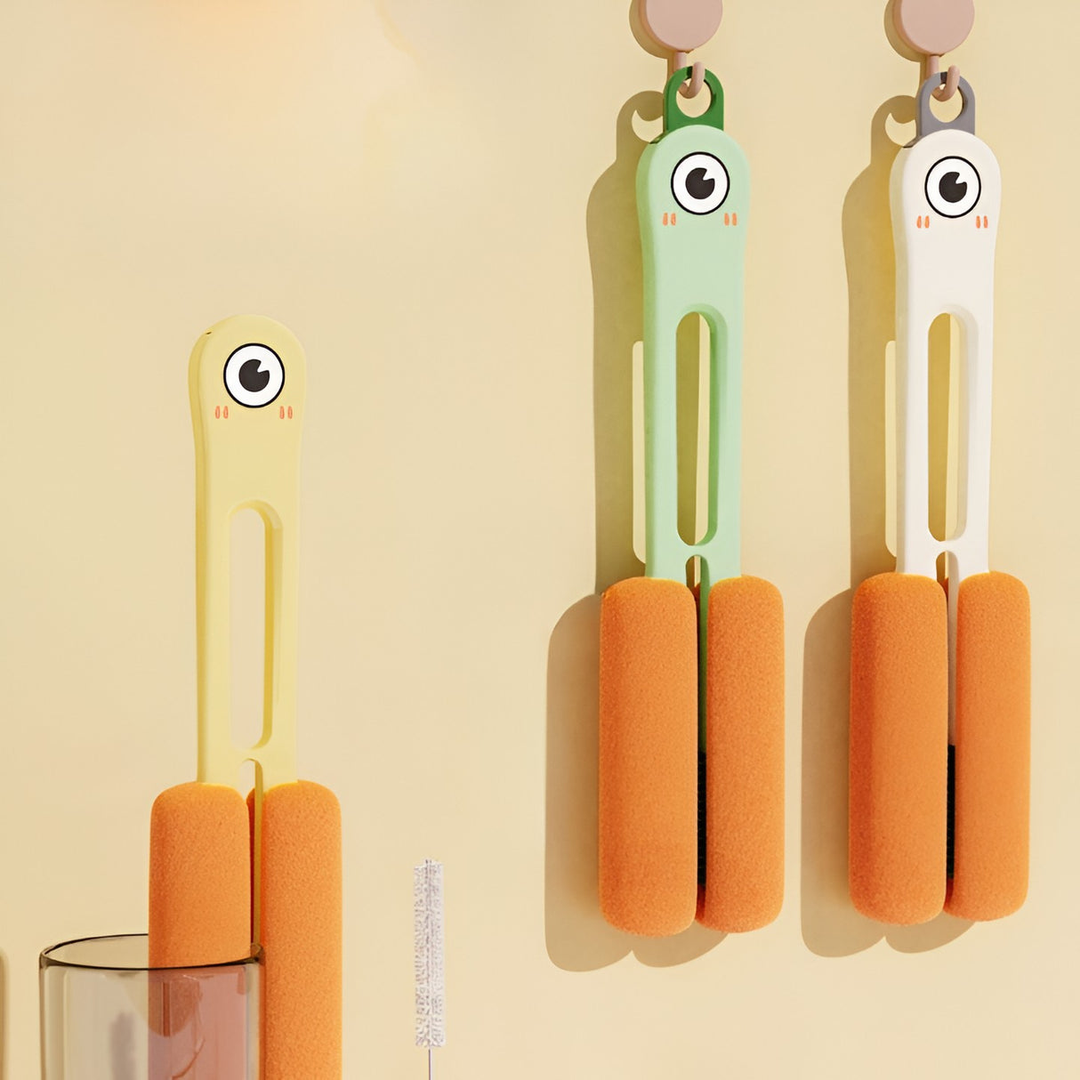 Perie de Curatat Pahare, Cani, Sticle, Vivimall, cu Maner Lung si Burete, Accesorii pentru Spalarea Paielor si Capacelor, usor de Agatat, 27.5x11.4x6cm, Verde - vivimall.ro