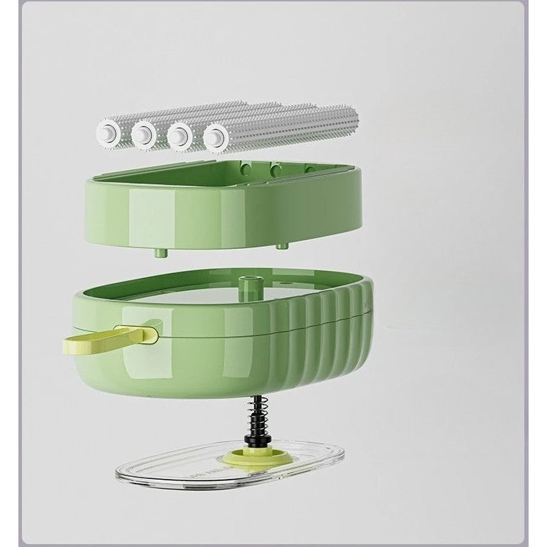 Perie de Spalat Haine, Vivimall, cu Dispenser pentru Detergent, 4 Perii de Curatare, din ABS + PS, Verde - vivimall.ro