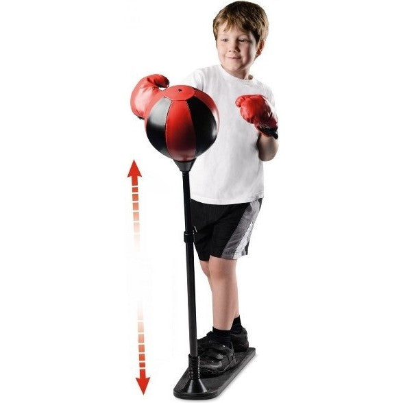 Jucarie Interactiva, Vivimall, Model Sfera de Box de Picior, Manusi Incluse, Inaltime Reglabila, +3 Ani, 120 x 25 x 52.5 cm, Rosu/ Negru - vivimall.ro