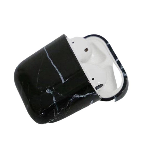 Husa AirPods cu Inel Prindere Marble Negru - vivimall.ro