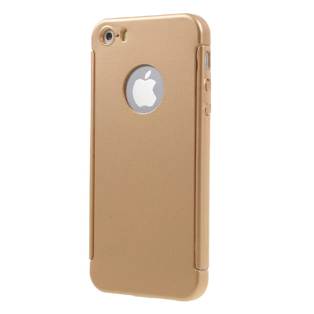 Husa Apple iPhone 5/5S/SE Full Cover 360 Auriu + Folie de protectie - vivimall.ro