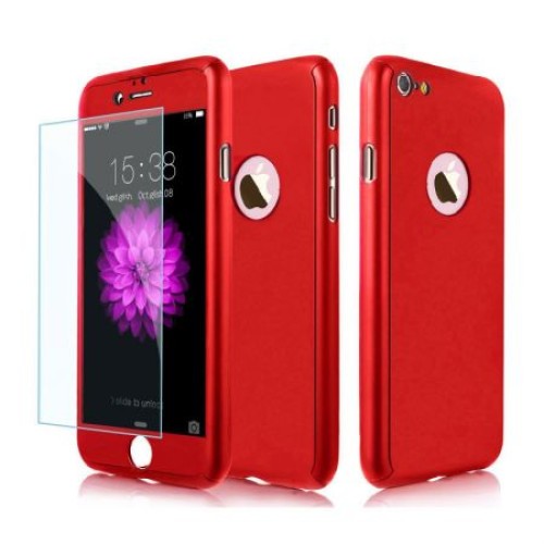 Husa Apple iPhone 6/6S IPAKY Full Cover 360 Rosu + Folie Cadou - vivimall.ro