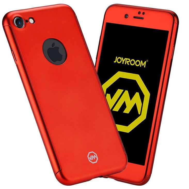 Husa Apple iPhone 6+/6S+ Joyroom (Fata + Spate) Rosu + Folie de protectie - vivimall.ro