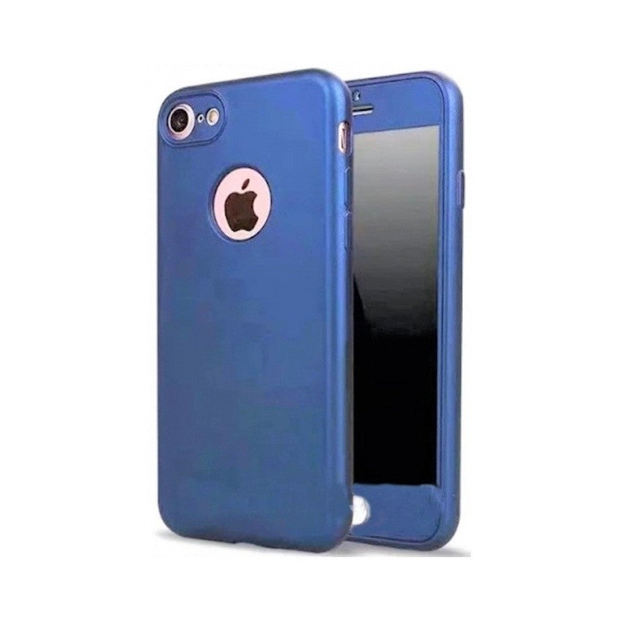 Husa Apple iPhone 6 Plus Full Silicone 360 Albastru + Folie de protectie - vivimall.ro