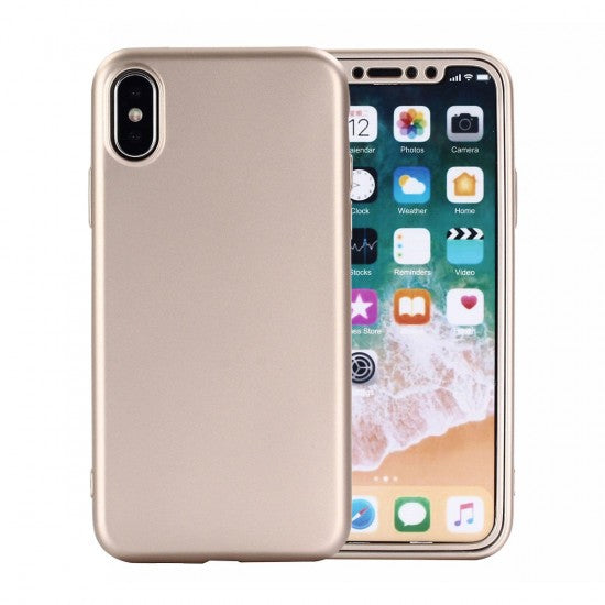 Husa Apple iPhone 6 Plus Full Silicone 360 Auriu + Folie de protectie - vivimall.ro