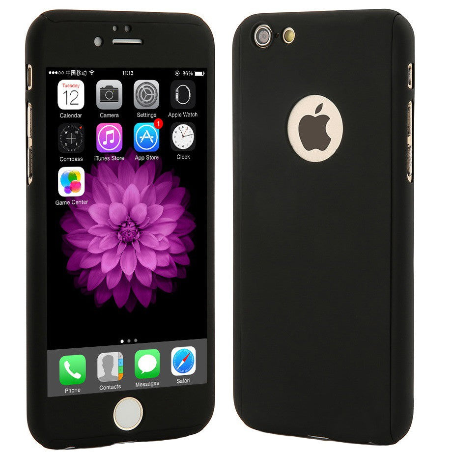 Husa Apple iPhone 7 Full Cover 360 Negru + Folie de protectie - vivimall.ro