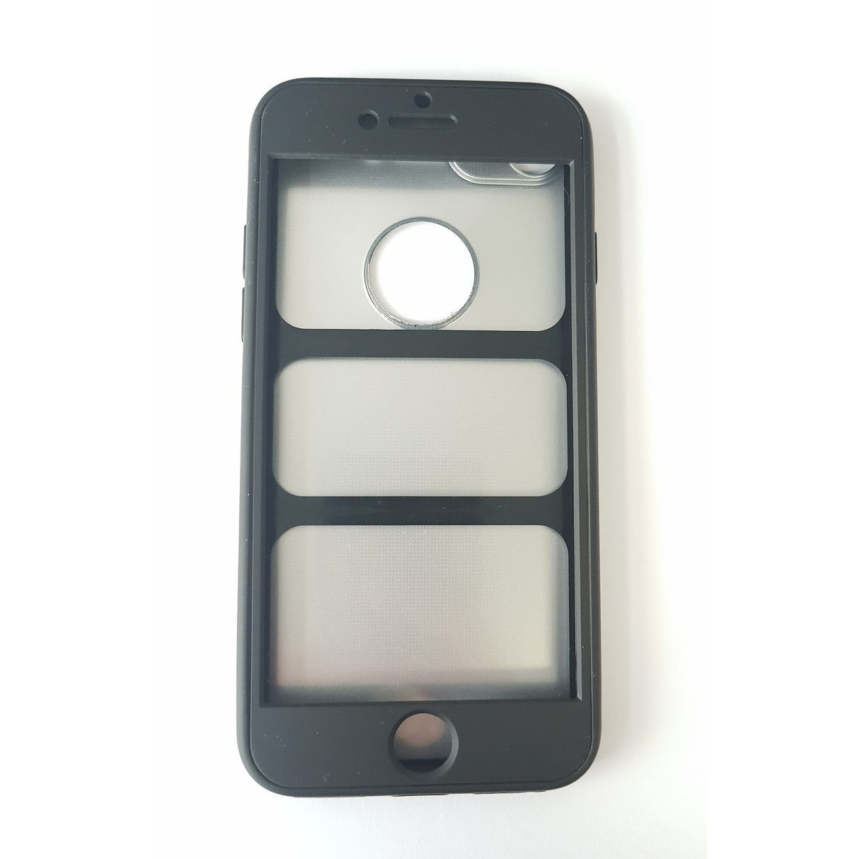 Husa Apple iPhone 7 Full Silicone 360 Negru + Folie de protectie - vivimall.ro