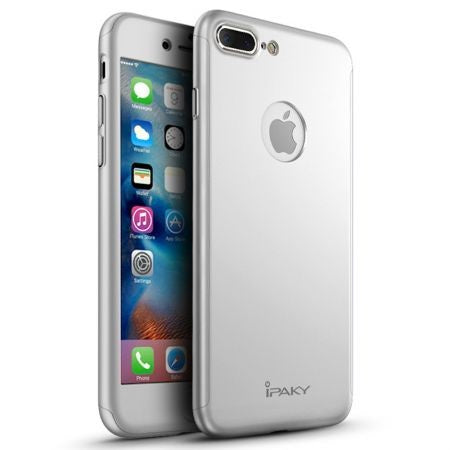 Husa Apple iPhone 7 IPAKY Full Cover 360 Argintiu + Folie Cadou - vivimall.ro