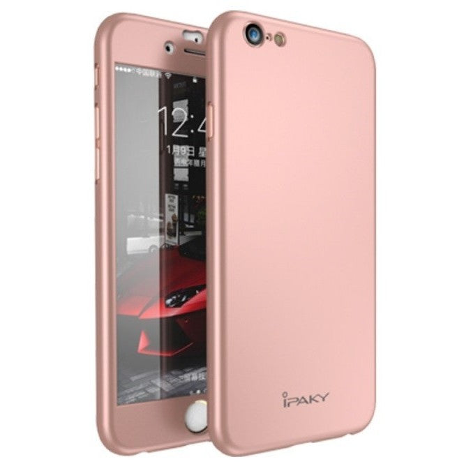 Husa Apple iPhone 7 IPAKY Full Cover 360 Roz Auriu + Folie Cadou - vivimall.ro