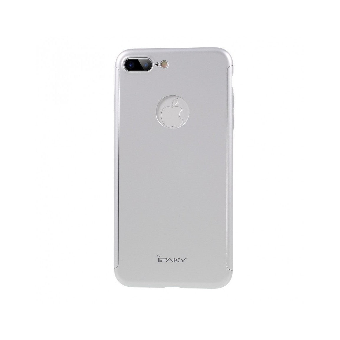 Husa Apple iPhone 7 Plus IPAKY Full Cover 360 Argintiu + Folie Cadou - vivimall.ro