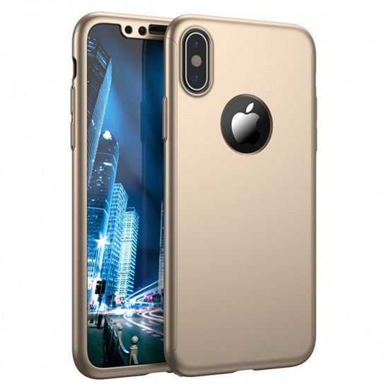 Husa Apple iPhone 8 Full Cover 360 Auriu + Folie Cadou - vivimall.ro