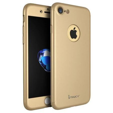 Husa Apple iPhone 8 IPAKY Full Cover 360 Auriu + Folie Cadou - vivimall.ro