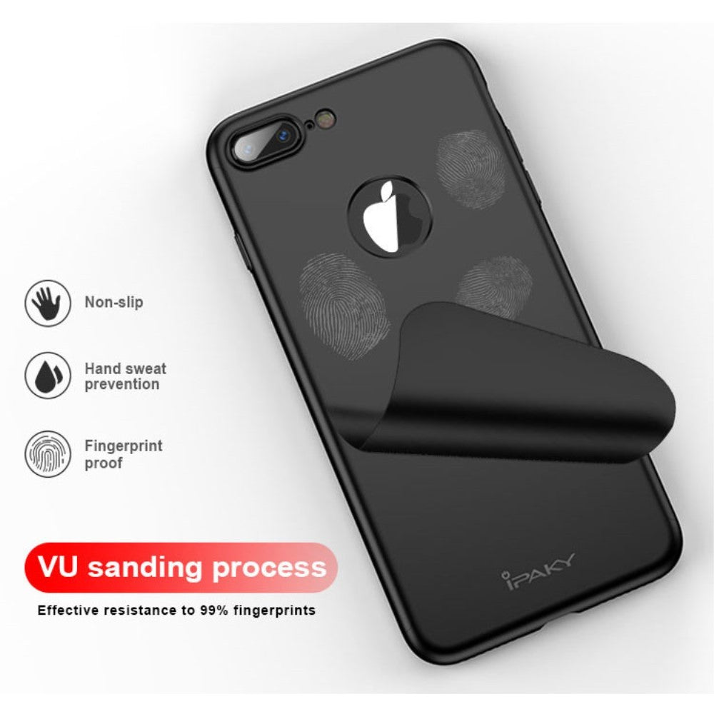 Husa Apple iPhone 8 Plus IPAKY Full Cover 360 Negru + Folie Cadou - vivimall.ro