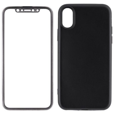 Husa Apple iPhone X Full Silicone 360 Negru + Folie de protectie - vivimall.ro