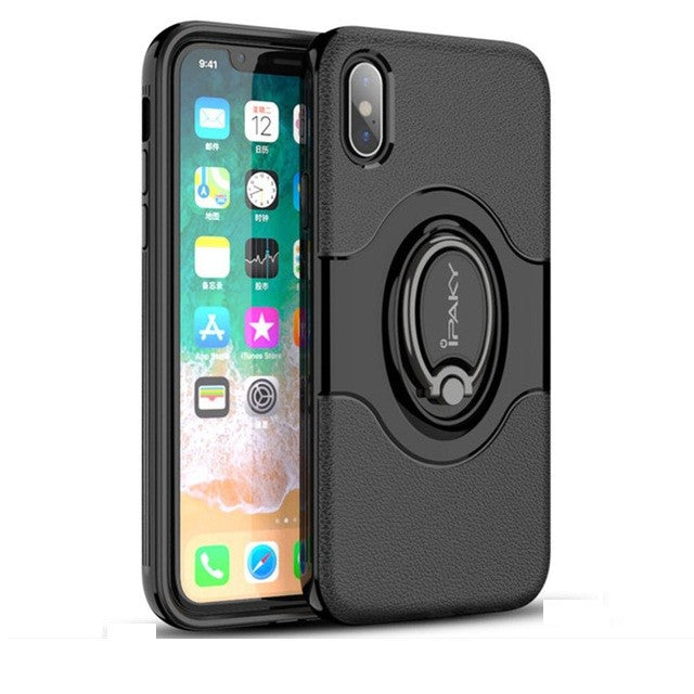 Husa Apple iPhone X Ipaky Ring Negru - vivimall.ro