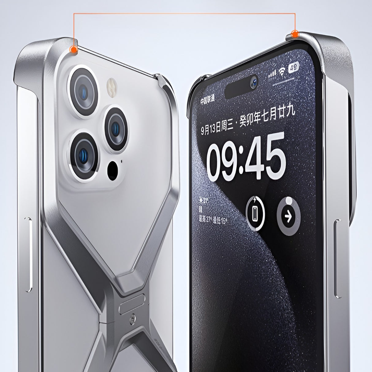 Husă Armor X iPhone 15 gri metalizat, suprafață antiderapantă, detaliu textură