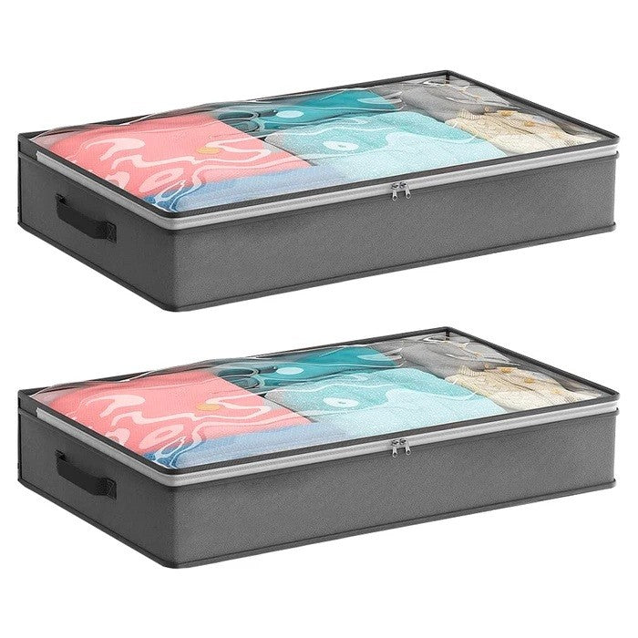 Husa de Depozitare, Vivimall, Intrebuintare Multipla, Pliabila, cu Fermoar Bidirectional si Fereastra Deasupra Transparenta, Manere Laterale, Lavabila, 100x50x15 cm, Gri - vivimall.ro