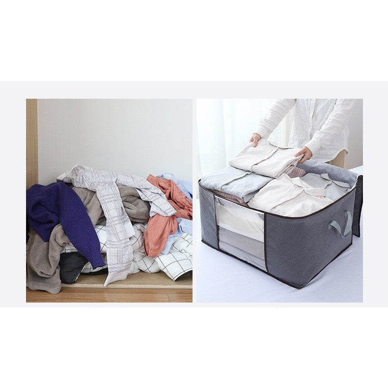 Husa de Depozitare, Vivimall, Intrebuintare Multipla, Pliabila, cu Fermoar Bidirectional si Fereastra Laterala Transparenta, Lavabila, 50x48x28 cm, Gri - vivimall.ro