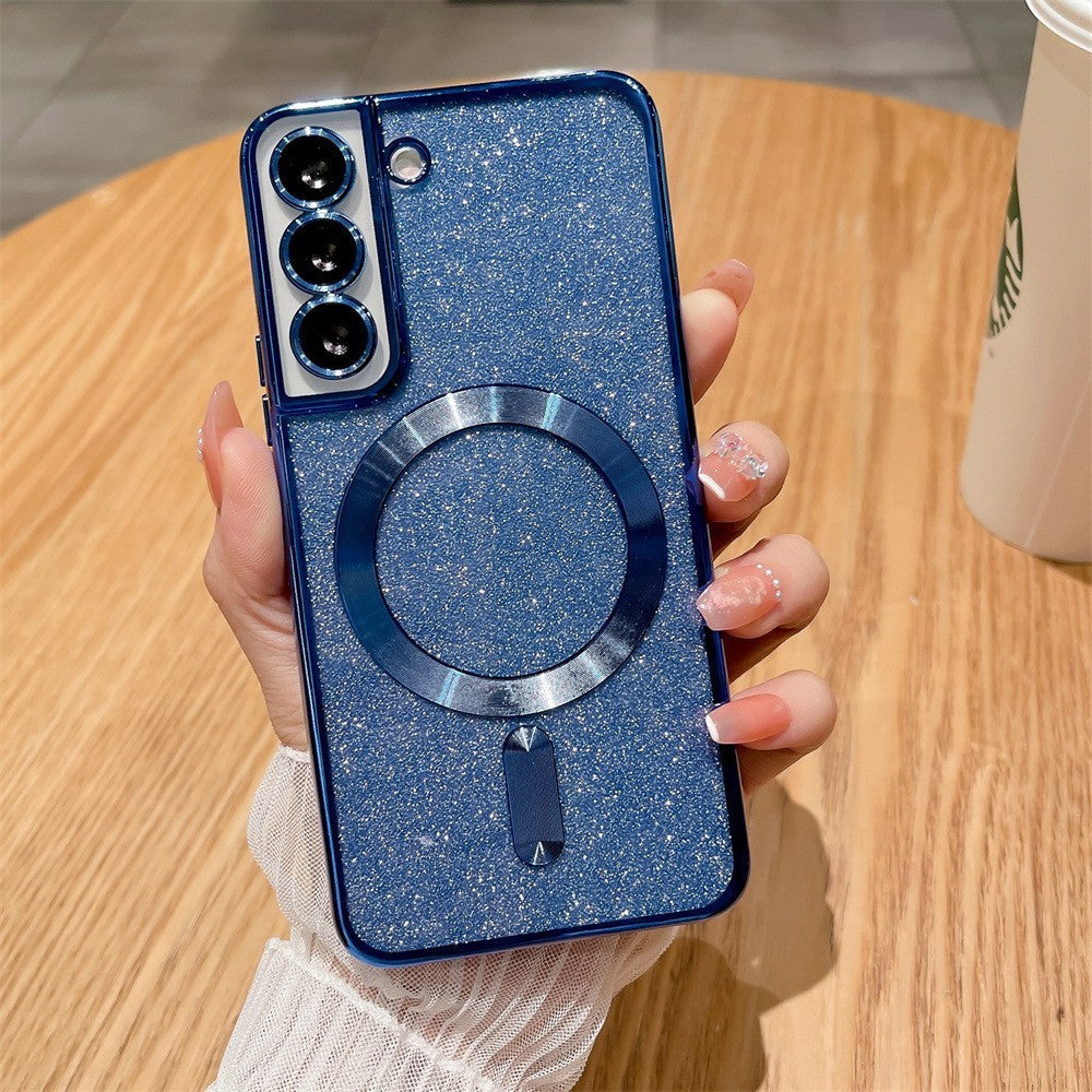Husă Samsung Galaxy S23+ cu protecție lentilă și magnet MagSafe integrat, detaliu spate Albastru Marin