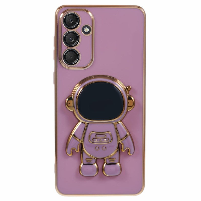 Husă Samsung Galaxy S24 Plus montată pe telefon, suport astronaut desfășurat, culoare mov