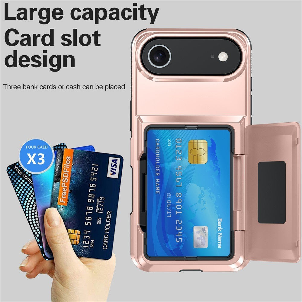 Husa de Protectie compatibila Apple iPhone 17 Air, Vivimall, Compartiment pentru Carduri, Anti-alunecare, Protectie PC, Rezistenta la Zgirieturi, Rose Gold - vivimall.ro