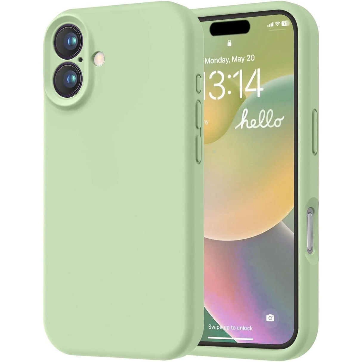 Husă iPhone 16 Plus Matte TPU Verde, perspectivă spate, suprafață anti-amprentă