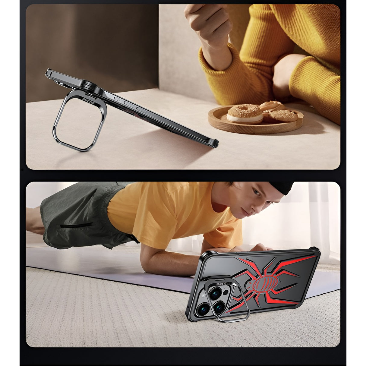 Decupaje porturi și butoane husă antisoc iPhone 15 Pro Armor Protective negru-roșu