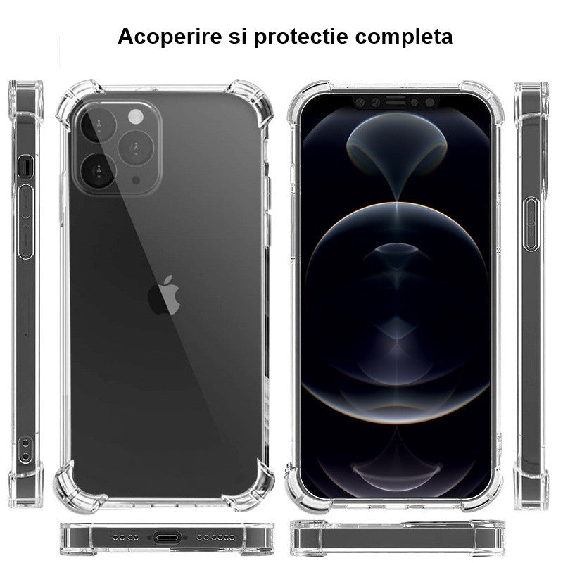 Husă iPhone 15 Pro Max transparentă, vedere laterală dreapta, material TPU flexibil